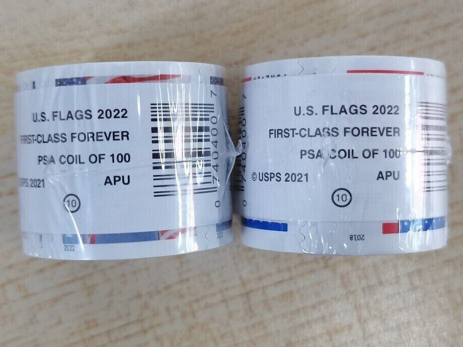 Lot of 600 Rolls. 60,000 Total Forever Postage Stamps, Flag designs