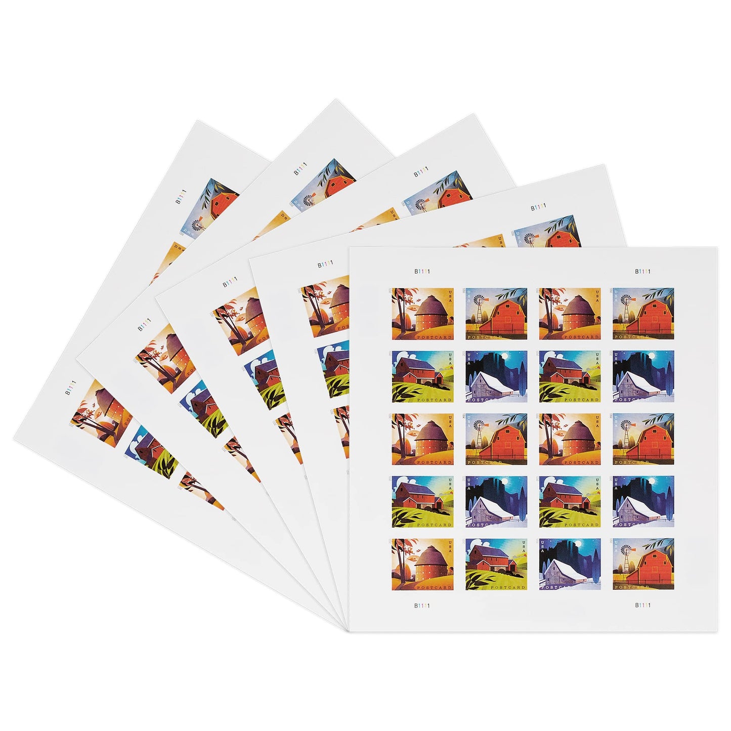 Postcard Stamps Barn Style Sheets of 20 Forever Postage for postcards