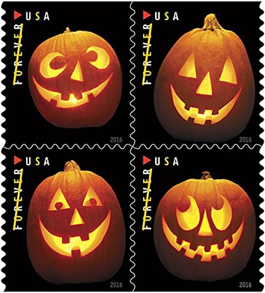 Pumpkins Jack-O-Lantern Halloween themed Forever Stamps books of 20
