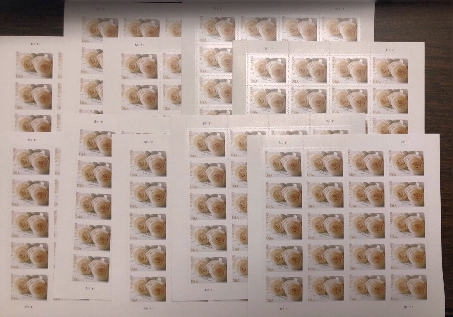 White Rose Wedding Forever Stamps - Five (5) sheets booklets of 20 (100 Stamps)