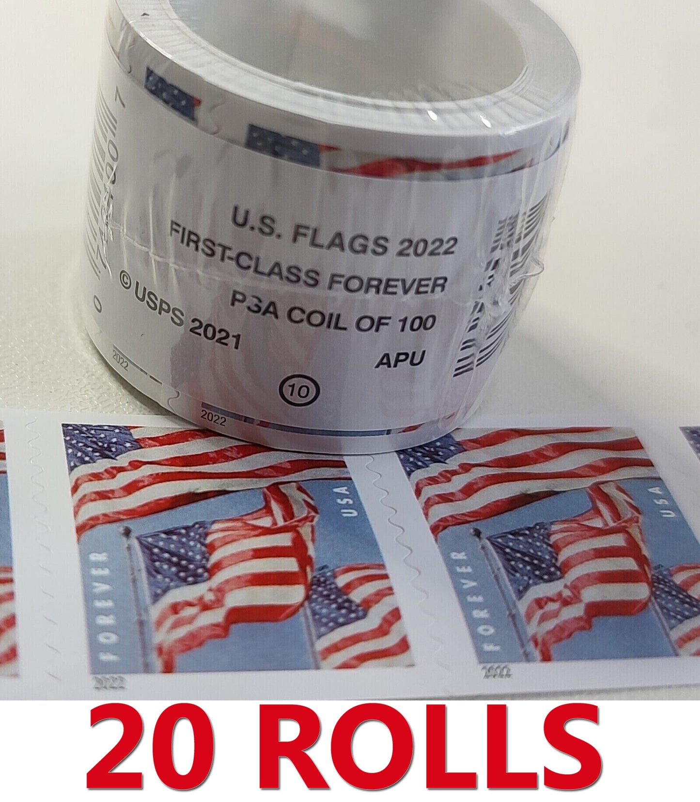 Lot of 20 Forever Stamp Rolls 2000 First Class Postage Stamps~ Sealed Coil/Rolls New plus Free Dispenser!